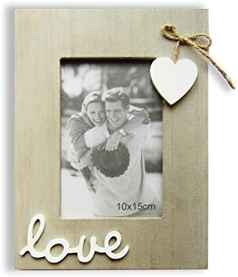 Vintage Picture Frames for Love 4X6 -Rustic Heart Photo Frame For Couple ,Bride,Boyfriend,Family -Table and Wall Decor