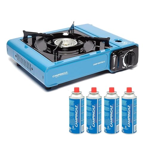 CAMPINGAZ Alloy Steel Camp Bistro 2 Camping Stove With Cp250 Portable Gas Cartridge - Pack Of 4 (Blue, 33 X...