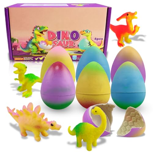 Yaxuan 6 Pack Dinosaur Hatching Surprise Eggs Dinosaur Toys Easter Eggs for Kids Boys Girls Easter Basket Stuffers Gifts Birthday Party Favors Fillers
