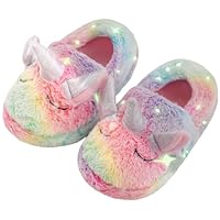 WOYASIM Kids Unicorn Slippers Boys Girls House Shoes Non Slip Warm Indoor Slipper Shoes Plush Cute Animal Luminous Glow in the Dark