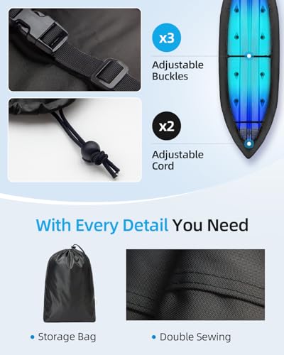Image of OCEANBROAD Kayak Cover(Non-Fishing) UV&Water-Resistant for Outdoor Storage | 300D Black, For 9.3-10.5ft x 34in, UPF 50+, Water-Resistant, UV-Resistant, Outdoor Storage, Kayak Accessories