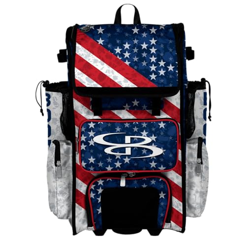 Boombah Superpack Hybrid Rolling Bat Bag - Wheeled & Backpack Version - USA United Navy/Red/White
