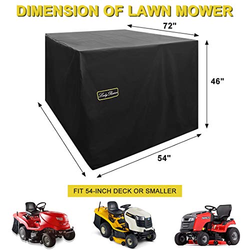 LadyRosian Lawn Mower Cover, 100% Waterproof Outdoors Heavy Duty 600D Oxford UV Protection Riding Lawn Tractor Cover Fits Decks up to 54\"