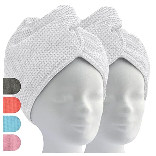 ELEXCARE Toalla Turbante de Microfibra Absorbente para un rápido Secado de Pelo (Paquete de Toallas, 2 Unidades, Blanco, ca. 28x65 cm). Todo Tipo de Cabello.