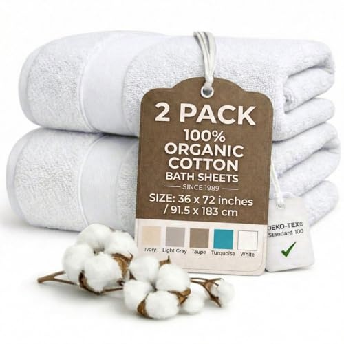 Organic Cotton Luxury Bath Towels (2 Pack)