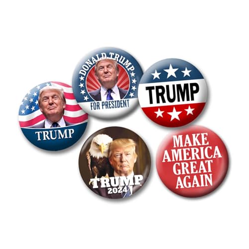 Marsh Enterprises Pack of 5 Donald Trump for President Campaign Buttons