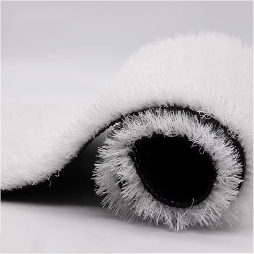 High Density White Artificial Grass Rug -Lawn Mat with Drainage for Home Entryway Balcony and Garden - Non-Fade Turf Roll (1m x 1m)