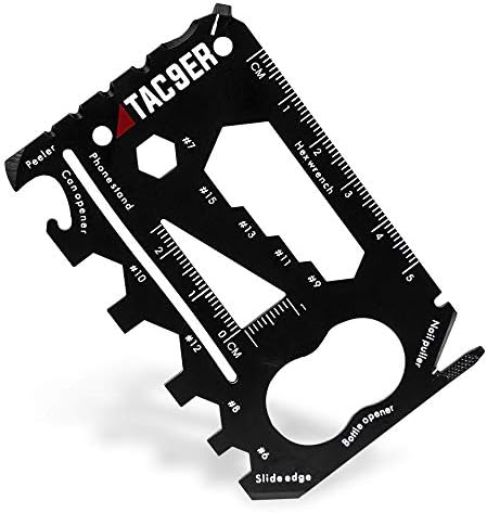 TAC9ER 22-in-1 Credit Card Multitool For Men | Metal Survival Card | Credit Card Knife Wallet Tool | TSA Approved Multitool | Bottle Opener Card