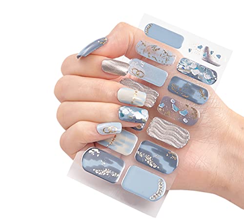 3D Nails Stickers for Women, Girls, Female & Kids Waterproof Nail Art Glittery Luxury Extension Peel Off Self-Adhesive DIY Nails Stickers 14 Tips DQ3-19