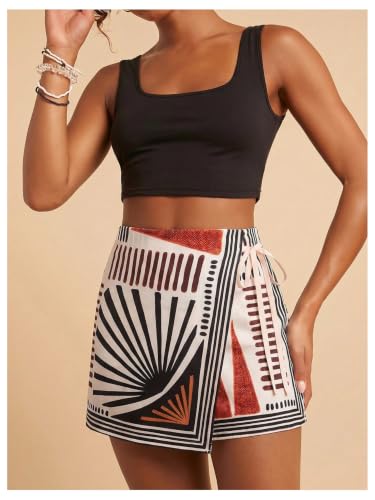 Image of SweatyRocks Women's Boho Mini Skirts Floral Shorts Tie Side Wrap Skorts