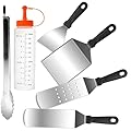 6pcs Griddle Accessories Kit, Heavy Duty Stainless Steel Griddle Tools Spatulas Set for Blackstone - Commercial Grade Flat Top Grill Accessories - Great for Outdoor BBQ