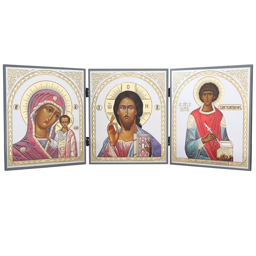 Altar de Casa NKlaus de Kazan Jesucristo y Santo Pantaleón 18x46cm Iconografía 15914