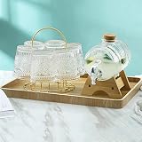 PDGJG Glass Fruit Tea Jar Household Refrigerator Kettle Sealed Wine Barrel Beverage Barrel with Tap