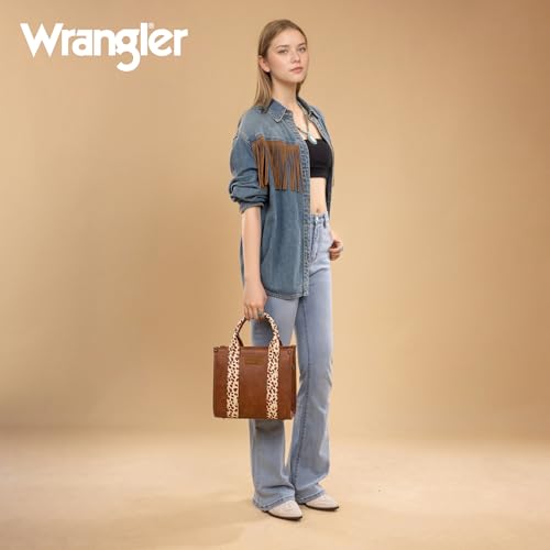 Image of Wrangler Tote Bag for Women, Western Purse, Top Handle Handbag with Aztec Crossbody Strap, Medium Zipper Purse