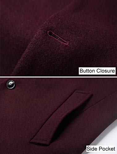 Ftcayanz Men's Trench Coat Wool Blend Slim Fit Top Coat Single Breasted Business Overcoat Black Medium #TOP5