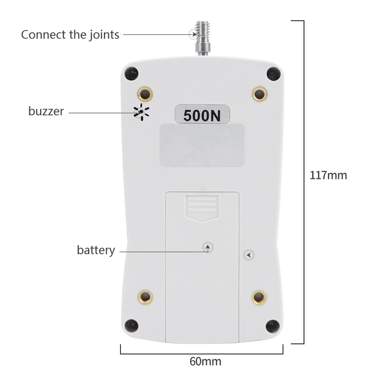 Misuratore di Forza di Spinta e trazione con Display Digitale elettronico Portatile Mini misuratore di Forza di Pressione Digitale Portatile con Teste di Fissaggio e Custodia (500 N)