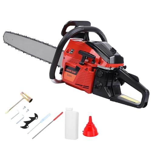 H-YEEU 52CC Gas Chainsaw, 22-Inch 2KW Professional Grade Chain Saw with 2800 RPM High-Speed Cutting, Lightweight 2-Stroke Engine for Wood Logging, Tree Pruning, Gardening & Landscaping