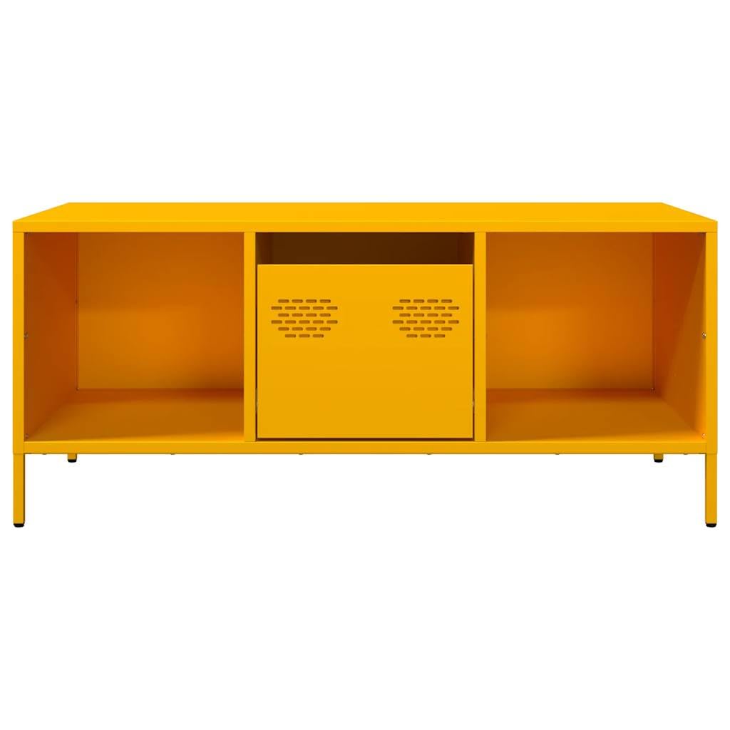 Tavolino da salotto giallo senape, 101,5 x 50 x 43,5 cm, in metallo