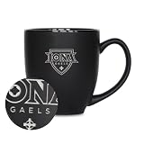 Rico Industries NCAA Iona Gaels 15oz Laser Engraved Matte Black Ceramic Bistro Mug - for Hot or Cold Drinks