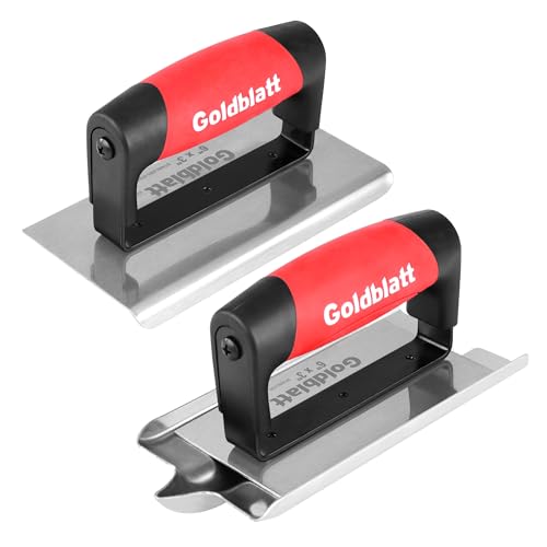 Goldblatt Concrete Tools Include Edger (6' x 3', 1/4'R) and Groover (6' x 3', 1/2'W, 1/2'D), Stainless...
