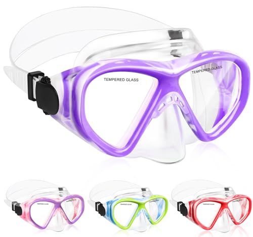 Image of Kids Swim Goggles Snorkel Diving Mask for Boys Girls Ages 5-15, Anti-Fog Swimming Goggles with Nose Cover