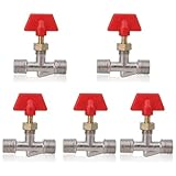 Valve à aiguille universelle - Le clapet anti-retour pour machine à laver est en laiton massif, ce qui rend la valve de tuyau durable, anti-fuite et antirouille, bon effet d'étanchéité, valve à bille en laiton avec valve d'arrêt 1/4 