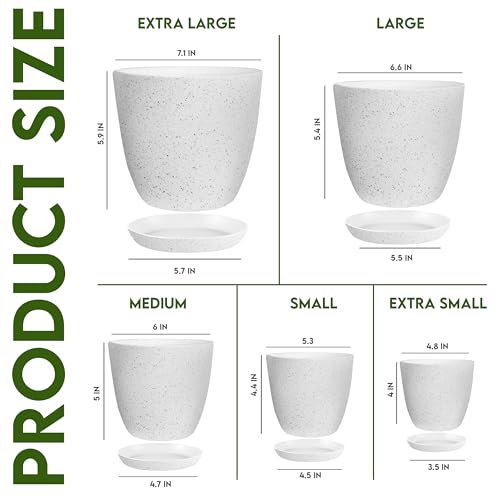 image for Utopia Home - Plant Pots Indoor with Drainage - 7/6.6/6/5.3/4.8 Inches