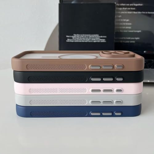 Coque iPhone 16 Plus transparente mate étui magnétique antichoc bleu