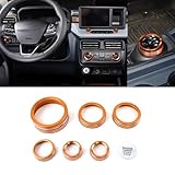 7PCS Knob Trim Cover Fit for 2022-2025 Ford Maverick Accessories Car Auto Interior Center Consoles Gear Shift Knob AC Volume Headlight Knob Ring Cover Trims Engin Start Stop Cover (Orange)