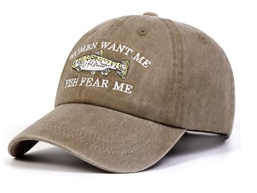 Casquette de pêche réglable beige vintage pour femme style rétro brodé délavé