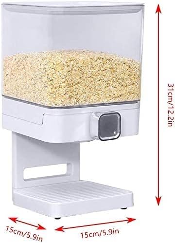 enyaa®Single Plastic Classic Dry Food Cereal Dispenser Single Canister, Great for Cornflakes, candy, nuts, beans, granola - Kitchen Storage Dispenser -White Transparent (White)