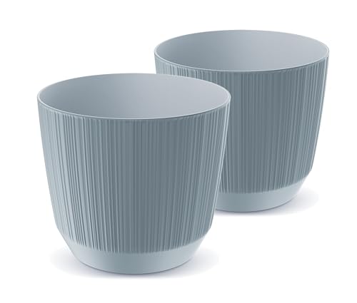 Tymar Blumentopf,Übertopf, 2er-Pack, Blumenübertopf aus Kunststoff, Matte, Runde Form (ø 20 cm, (2pack) Grau)