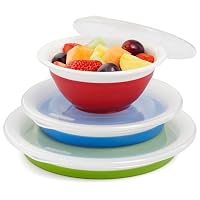 Progressive International Prepworks Thinstore Collapsible Prep/Storage Bowls with Lids - Set of 3,Multicolored [Warehouse]