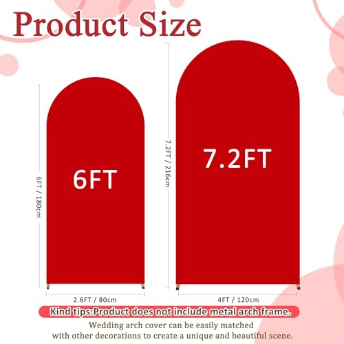 Image of FOTSHARER Red Arch Cover Backdrop Fabric 6FT 7.2FT Spandex Arch Backdrop Cover for Chiara Arches 2 Sided Birthday Arch Stand Cover Boho Wedding Arch Covers Stretchy Backdrops for Party Ornament Supply