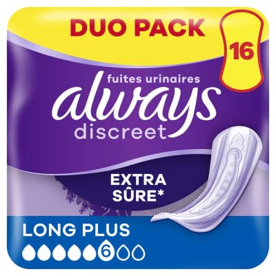 Always Discreet Toallas Para Fugas Urinarias Mujeres Largo Plus 16 Toallas Protección Extra Segura Y Discreción Óptima