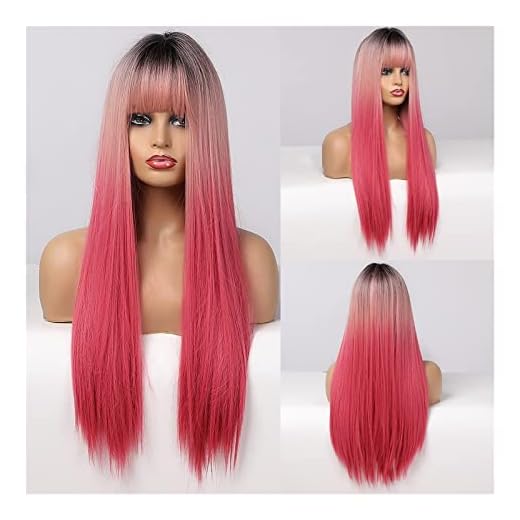 Osmanthus Långt rakt brunt ombre naturligt hår peruker mellersta del värmebeständiga syntetiska peruker compatible with afro kvinnor dagliga cosplay mode peruker (Color : Lc339-1)