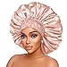 Silk Satin Bonnet Hair Cap: 2pcs 17inch Diameter Extra Large Jumbo Sleeping Satin Bonnets (Beige & L.Purple)
