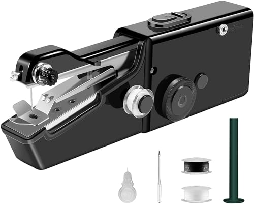 Handheld Sewing Machine, Mini Sewing Machine with Sewing Accessories, Stitch Tool for Fabric Quick Repairing for DIY, Clothes, Denim, Curtains, Leather