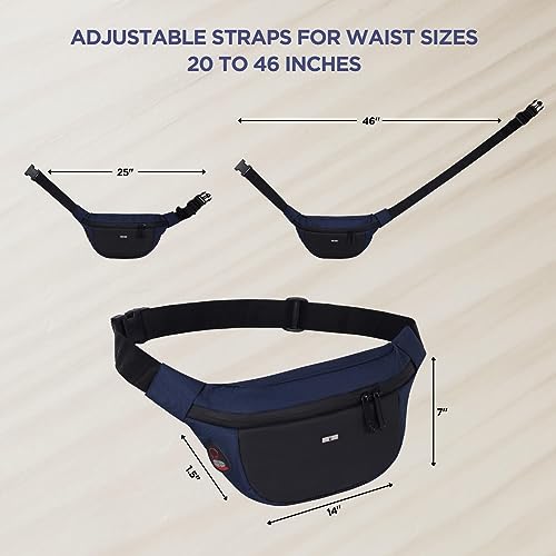Image of WILDHORN Waist Bags for Men Women I Ultra Strong Stitching Sturdy Zippers Waterproof Pocket Large Fanny Pack for Hiking Travel Camping Running