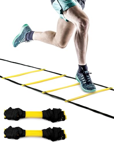 QWORK® 2pcs. Échelle d'AgilitéÉchelle de Vitesse- 6 Mètres 12 Echelon – avec Sac de Transport - Utilisé pour Entraînement de Vitesse et d'Agilité