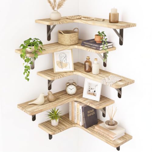 Fixwal Conner Shelves Wall Mounted for Decor, Carbonized Black 5pcs
