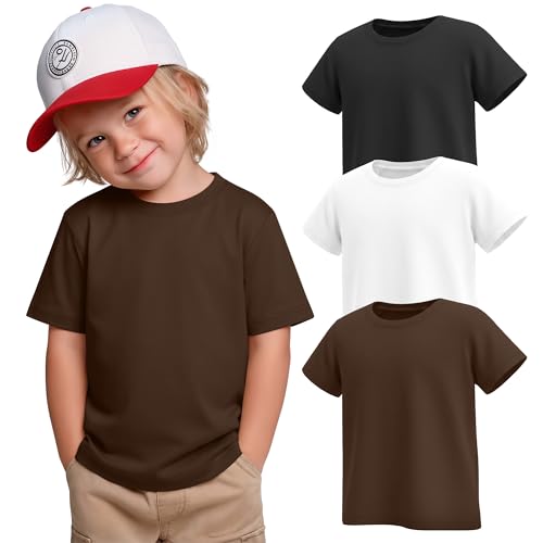 Image of Oakgarden 3 Pack Toddler Boys Crewneck T Shirts | 18M-5T, Short Sleeve Solid Tees, Soft Basic Tops, Baby Summer Clothes, Daycare, Preschool, Playdates, Daily Wear