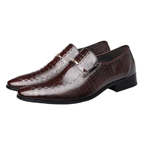 Formal Shoes Dress Oxford for Men Slip On Pointed Toe Men Leather Shoes Patent Leather Business Shoes Pointed Toe Platform Work Men Loafers New Anti-Slip Slip Resistant Block Heel Rubber Sole Low Top2