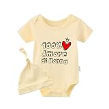 culbutomind Body Para Bebé Gemelos Amore Di Nonna Divertido Recién Nacido Ropa Niños Niñas Regalos Gemelo Manga Corta Con Sombrero(yellow 3m)