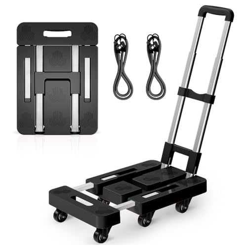 YFFSFDC 折りたたみ台車 軽量 静音設計 耐荷重226kg コンパクト設計 家具移動・倉庫・防災対応 コンパクト収納 多用途対応のキャスター付き荷物カート 固定ベルト