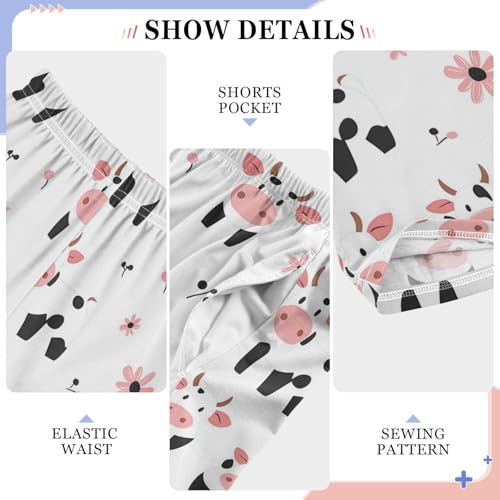 Vdsrup Cute Cow Flower Pajama Pants Cartoon Pajama Bottoms Soft Sleep Pjs Lounge Pants S4