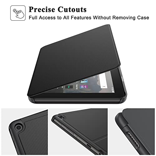Soke Case Fits Kindle Fire 7 Tablet (12Th Generation, 2022 Release), Premium Protective Light Weight Folio Stand Cover With Auto Wake/Sleep For All-New Amazon Fire 7 Inch Tablet, Dark Black #TOP5