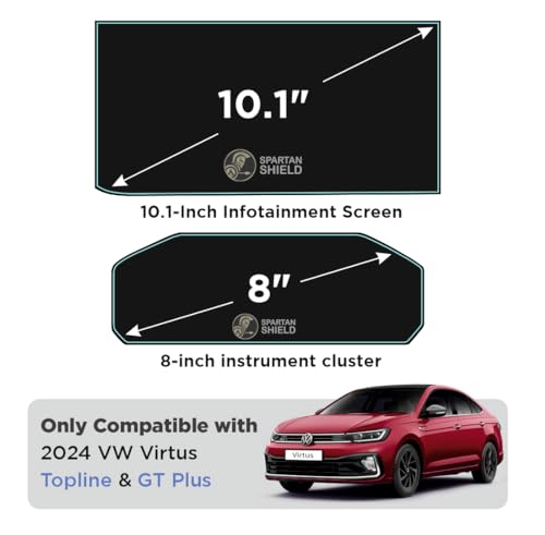 Image of Spartan Shield [3 PACK] Screen Protectors for VOLKSWAGEN VIRTUS 2026 [ 2023 - Running ] || 10 Inch Infotainment + 8 Inches Instrument Cluster + AC Panel Protective Film | Accurate Fit For TOPLINE /GT /GT PLUS /GT Edge] || Anti Scratch | Water Resistant | HD Clear | High Touch Sensitivity | VW Virtis Car Display Accessories [Not Tempered Glass] **Doesn't Fit Highline /Comfortline**