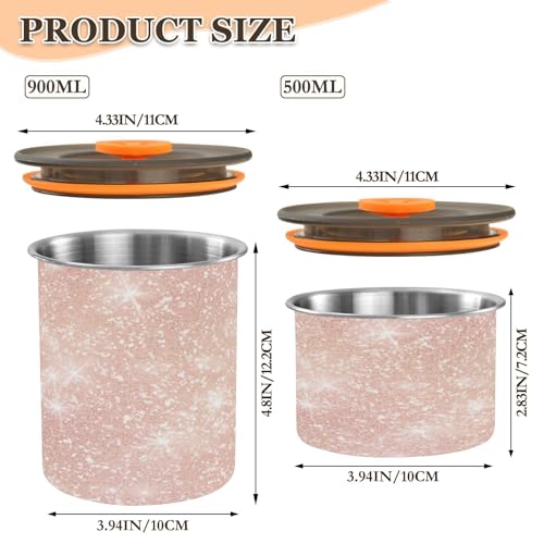 Contenedor hermético para café acero inoxidable rosa glitter 500ml miniatura 2