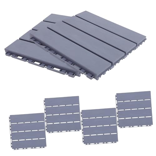 SHINEOFI 6pcs Plastic Interlocking Deck Tiles Outdoor Flooring for Porch Balcony Backyard Deck Weather Resistant Patio Floor